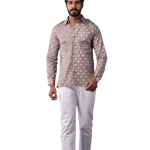 Men's Sanganeri Thunder Grey Hunting Styled Printed Shirt | Refined Outdoor Wear